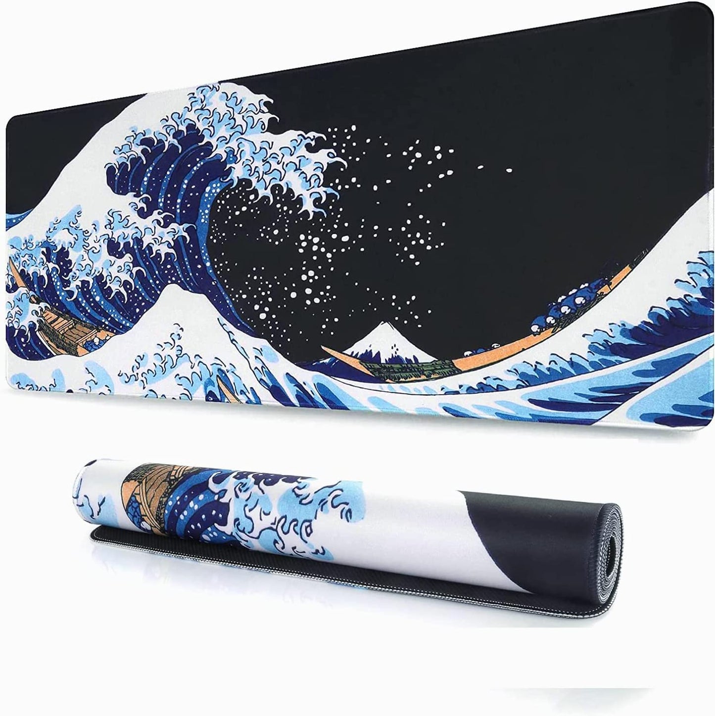 Oversized Japanese Wave Mouse Pad β Smooth, Anti-Slip Desk Mat for Gaming, Work & Home
