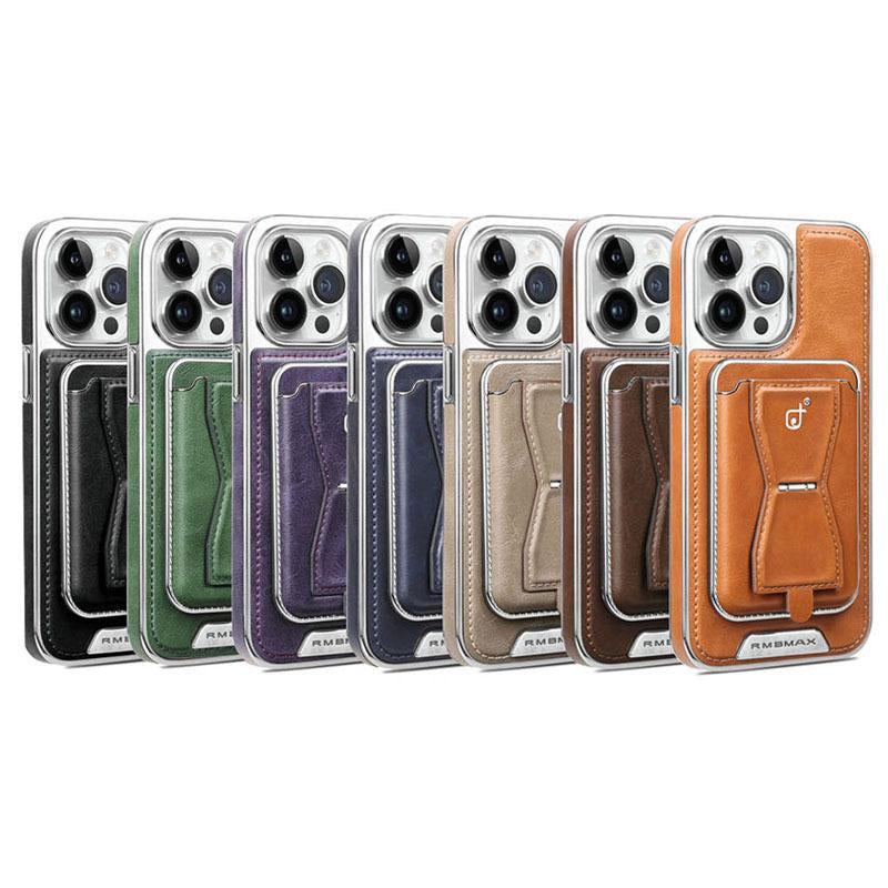 Slim Leather Magnetic Card Holder — Elegant 2-Card Business Wallet for iPhone 15/14/13/12 Pro Series