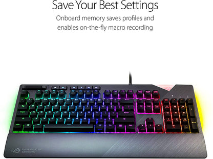 ROG Strix Flare — RGB Mechanical Gaming Keyboard with Cherry MX Brown Switches, Aura Sync, Customizable Badge & USB Pass-Through