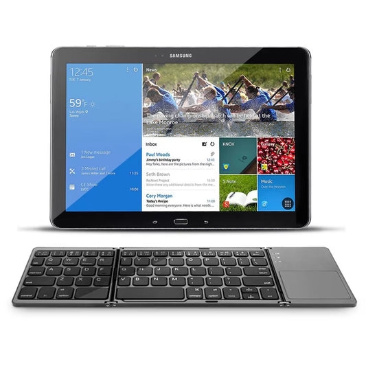 Ultra-Slim Foldable Bluetooth Keyboard — Built-In Touchpad, Rechargeable, Perfect for Tablets & Laptops