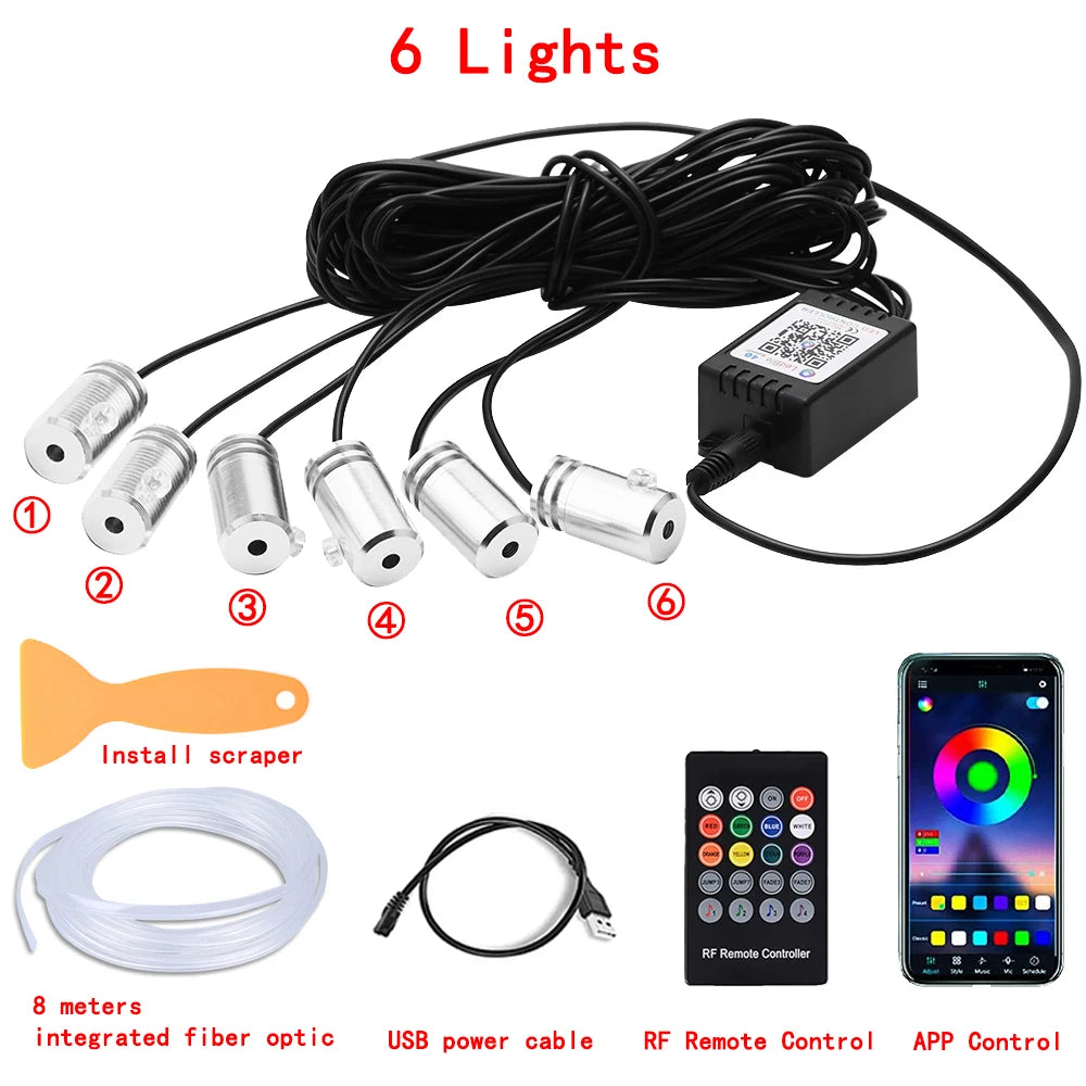 ✅ "RGB Neon Interior Car Lights — Fiber Optic Strip Kit with App & Remote Control for Ultimate Atmosphere"