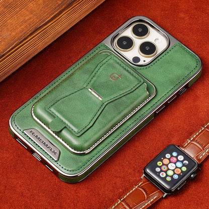 Slim Leather Magnetic Card Holder — Elegant 2-Card Business Wallet for iPhone 15/14/13/12 Pro Series