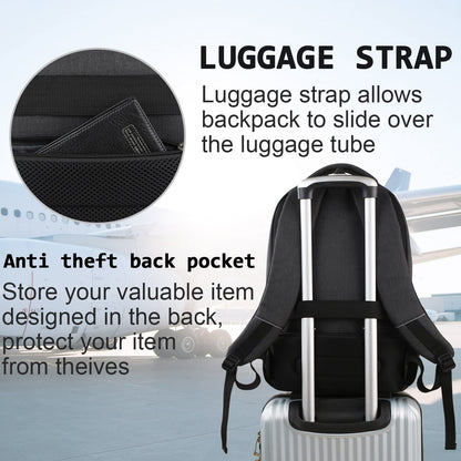 ⚡ Slim Anti-Theft Laptop Backpack — USB Charging, Water-Resistant, Fits 15.6", Travel & College Ready (Black)