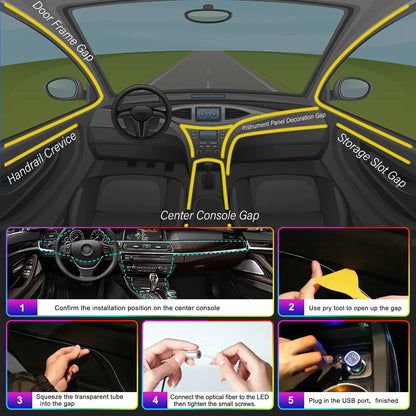 ✅ "RGB Neon Interior Car Lights — Fiber Optic Strip Kit with App & Remote Control for Ultimate Atmosphere"
