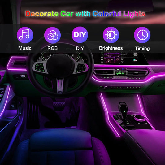 ✅ "RGB Neon Interior Car Lights — Fiber Optic Strip Kit with App & Remote Control for Ultimate Atmosphere"