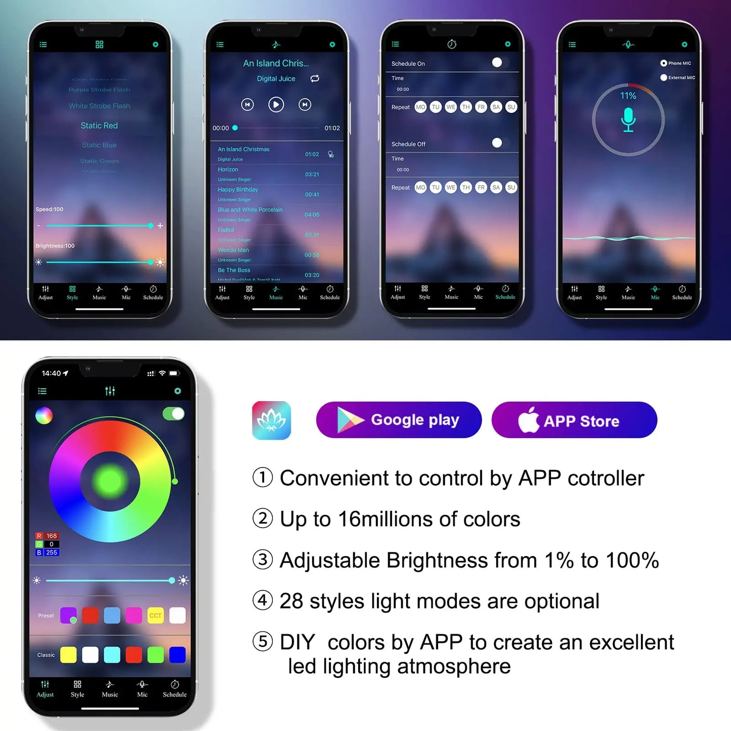 ✅ "RGB Neon Interior Car Lights — Fiber Optic Strip Kit with App & Remote Control for Ultimate Atmosphere"