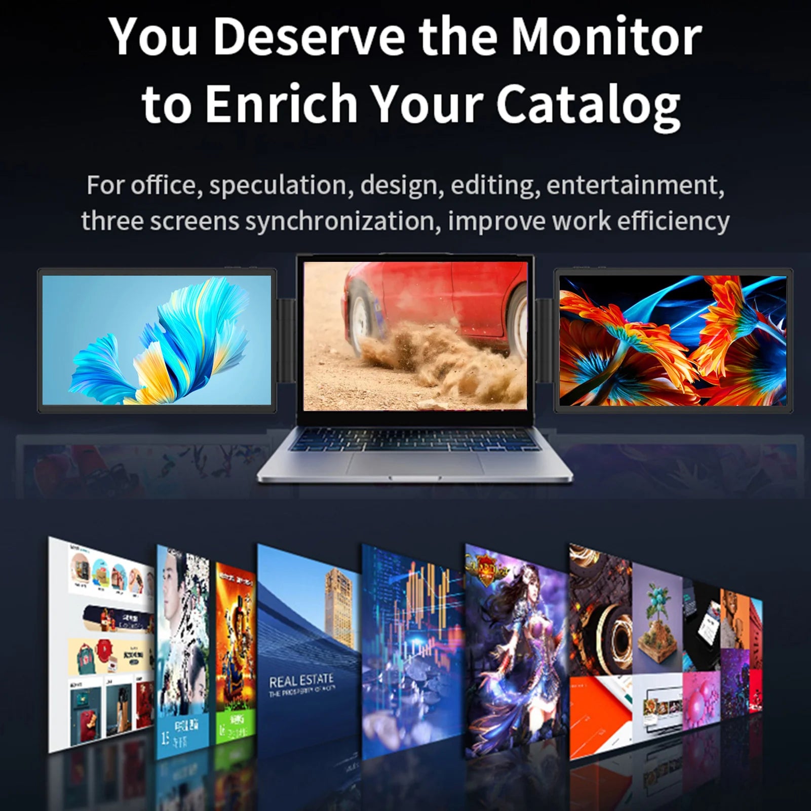 Portable 12'' Dual Monitor Extender — Full HD IPS Laptop Second Screen for MacBook, Huawei & PC