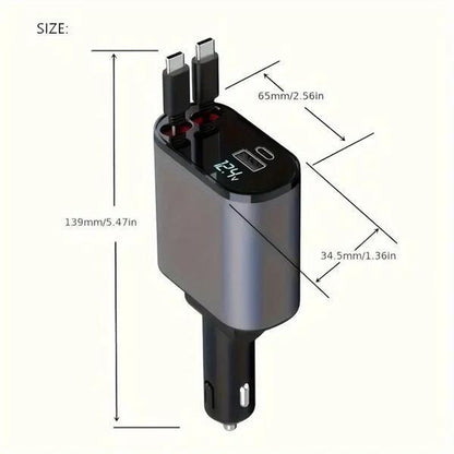 Ultimate 4-in-1 Retractable Car Charger — Fast Charge Your iPhone, Samsung & Google on the Go!