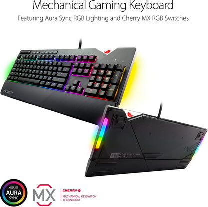 ROG Strix Flare — RGB Mechanical Gaming Keyboard with Cherry MX Brown Switches, Aura Sync, Customizable Badge & USB Pass-Through