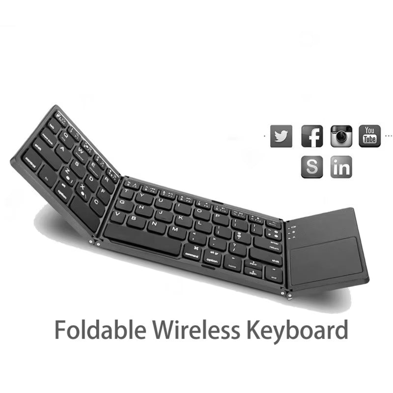 Ultra-Slim Foldable Bluetooth Keyboard — Built-In Touchpad, Rechargeable, Perfect for Tablets & Laptops