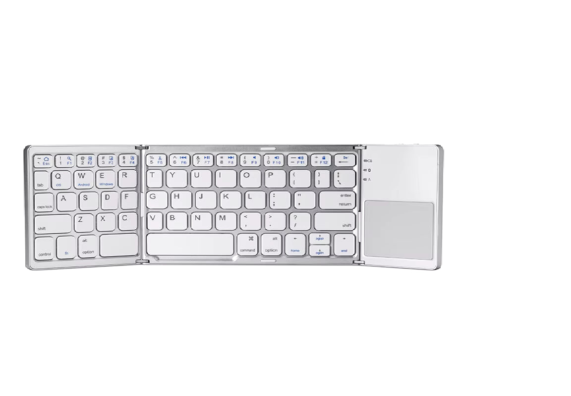 Ultra-Slim Foldable Bluetooth Keyboard — Built-In Touchpad, Rechargeable, Perfect for Tablets & Laptops