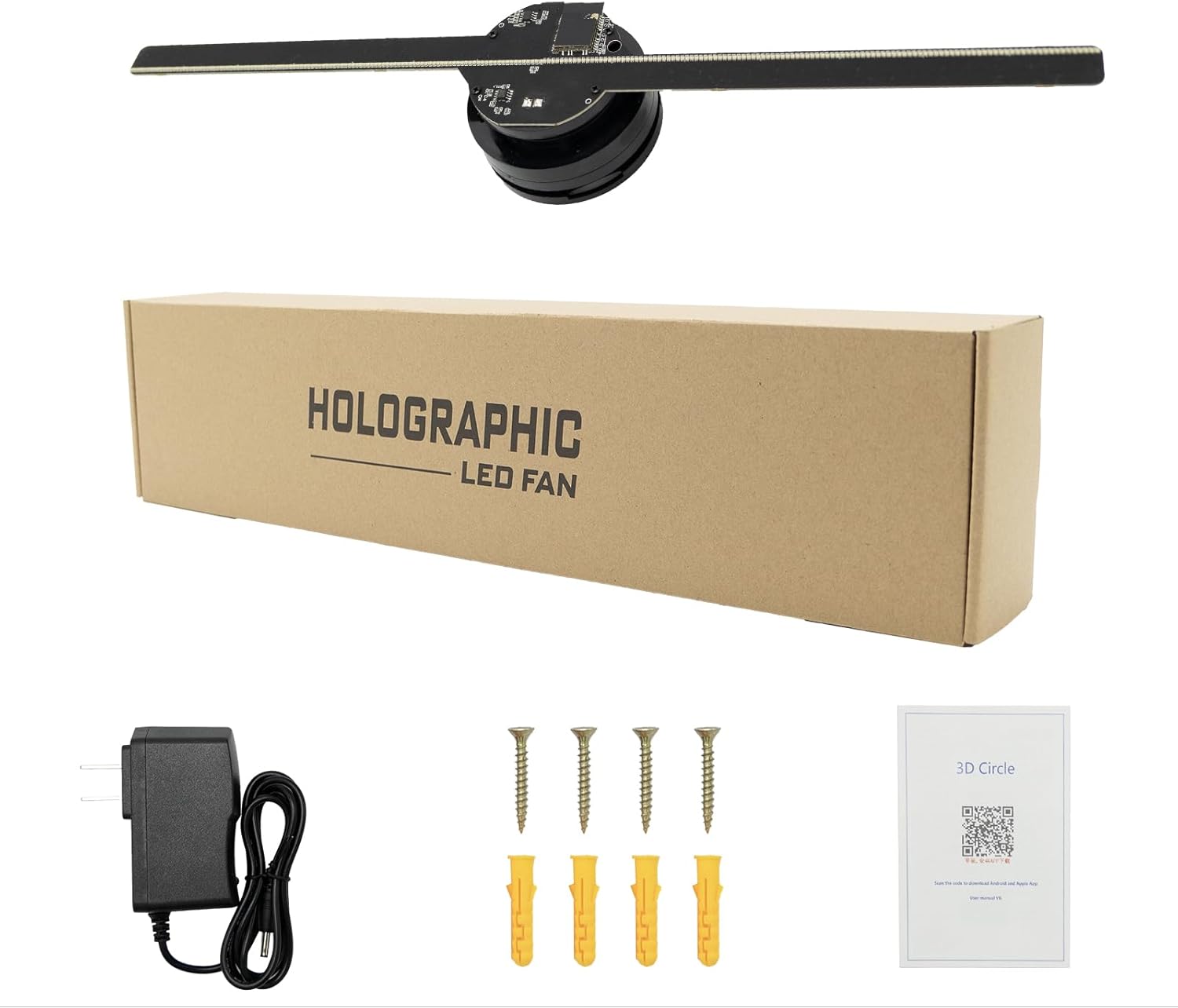 3D Holographic Fan Projector — 17'' LED Display, WiFi, 224 LEDs, Ultra-Bright 2000 cd/m² + 2000 Free 3D Videos for Exhibitions & Retail