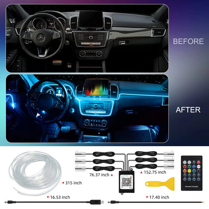 ✅ "RGB Neon Interior Car Lights — Fiber Optic Strip Kit with App & Remote Control for Ultimate Atmosphere"