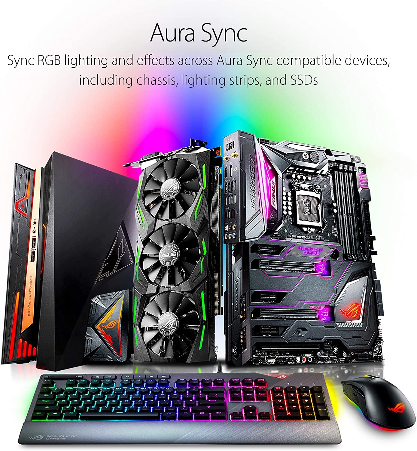 ROG Strix Flare — RGB Mechanical Gaming Keyboard with Cherry MX Brown Switches, Aura Sync, Customizable Badge & USB Pass-Through