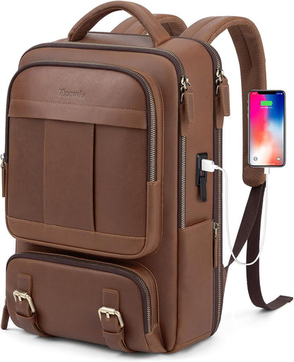 Travel Canvas Laptop Backpack — Fits 15.6'' Laptops, USB Charging Port, Stylish Work & School Bag for Men & Women (Dark Grey)