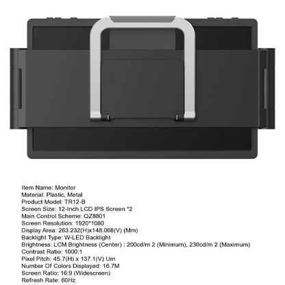 Portable 12'' Dual Monitor Extender — Full HD IPS Laptop Second Screen for MacBook, Huawei & PC