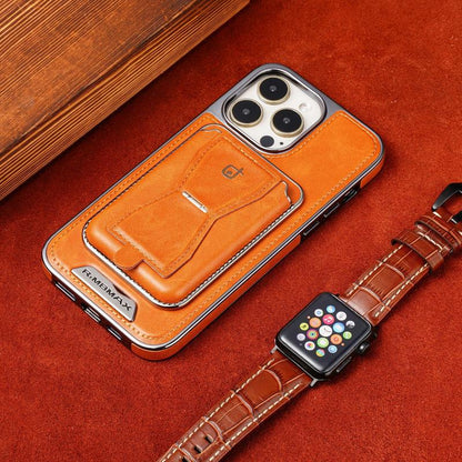 Slim Leather Magnetic Card Holder — Elegant 2-Card Business Wallet for iPhone 15/14/13/12 Pro Series