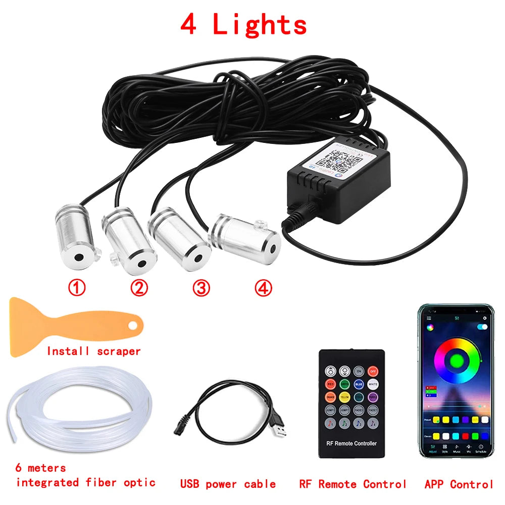 ✅ "RGB Neon Interior Car Lights — Fiber Optic Strip Kit with App & Remote Control for Ultimate Atmosphere"
