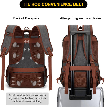 Travel Canvas Laptop Backpack — Fits 15.6'' Laptops, USB Charging Port, Stylish Work & School Bag for Men & Women (Dark Grey)