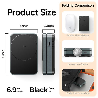 3-in-1 Foldable MagSafe Charging Stand — Qi2 Fast Wireless Charger for iPhone, AirPods & Watch + 30W Adapter