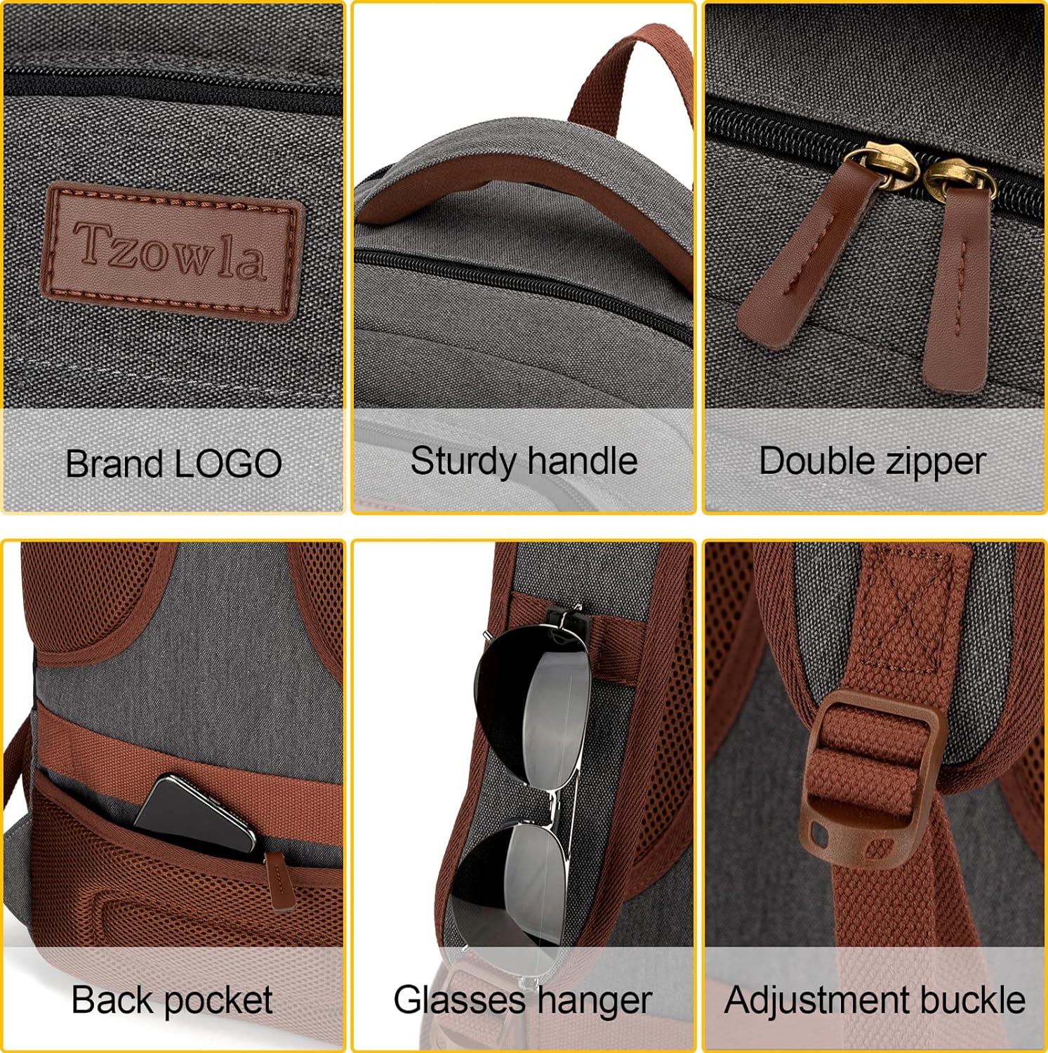 Travel Canvas Laptop Backpack — Fits 15.6'' Laptops, USB Charging Port, Stylish Work & School Bag for Men & Women (Dark Grey)