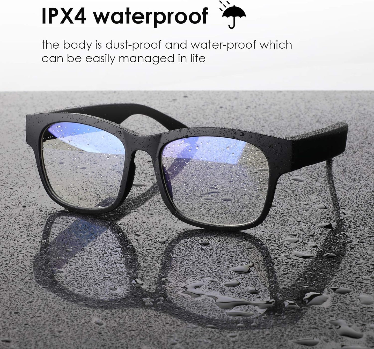 Wireless Smart Audio Glasses — Bluetooth Polarized Sunglasses, Waterproof IPX4