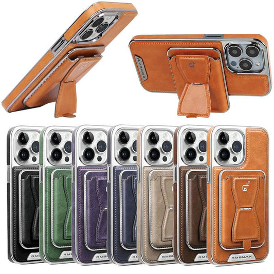 Slim Leather Magnetic Card Holder — Elegant 2-Card Business Wallet for iPhone 15/14/13/12 Pro Series