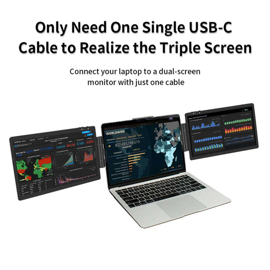 Portable 12'' Dual Monitor Extender — Full HD IPS Laptop Second Screen for MacBook, Huawei & PC