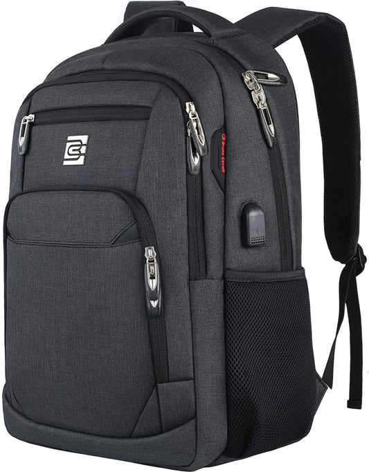 ⚡ Slim Anti-Theft Laptop Backpack — USB Charging, Water-Resistant, Fits 15.6", Travel & College Ready (Black)