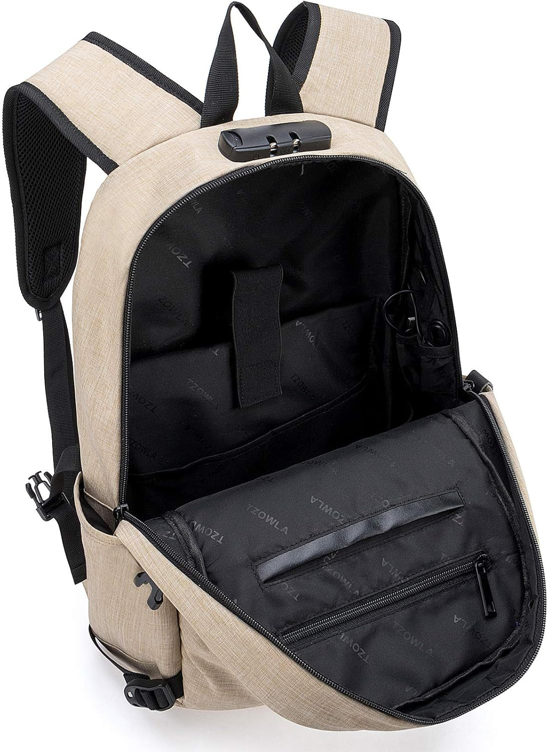 Anti-Theft Slim Laptop Backpack — Water-Resistant Travel Bag with USB Charging, Headphone Port & Lock, Fits 15.6'' Laptops (Gold)