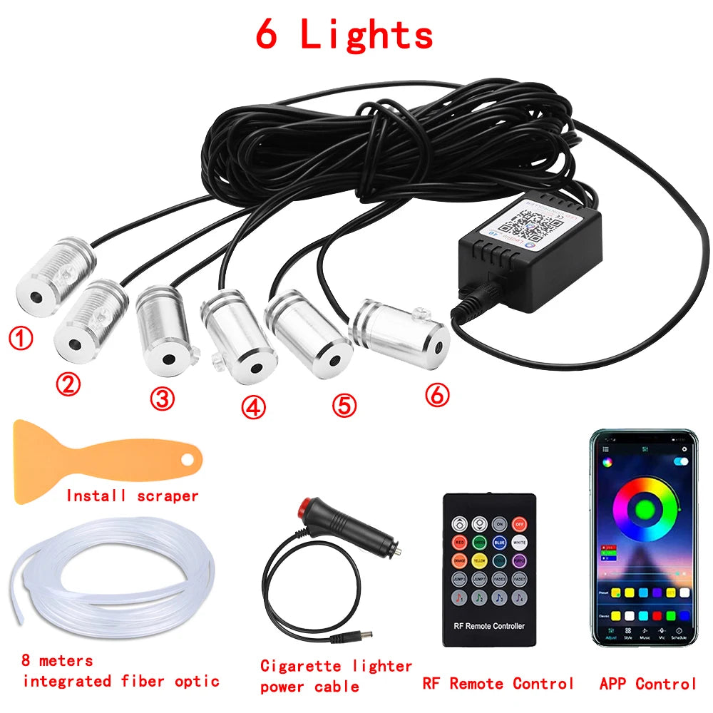 ✅ "RGB Neon Interior Car Lights — Fiber Optic Strip Kit with App & Remote Control for Ultimate Atmosphere"