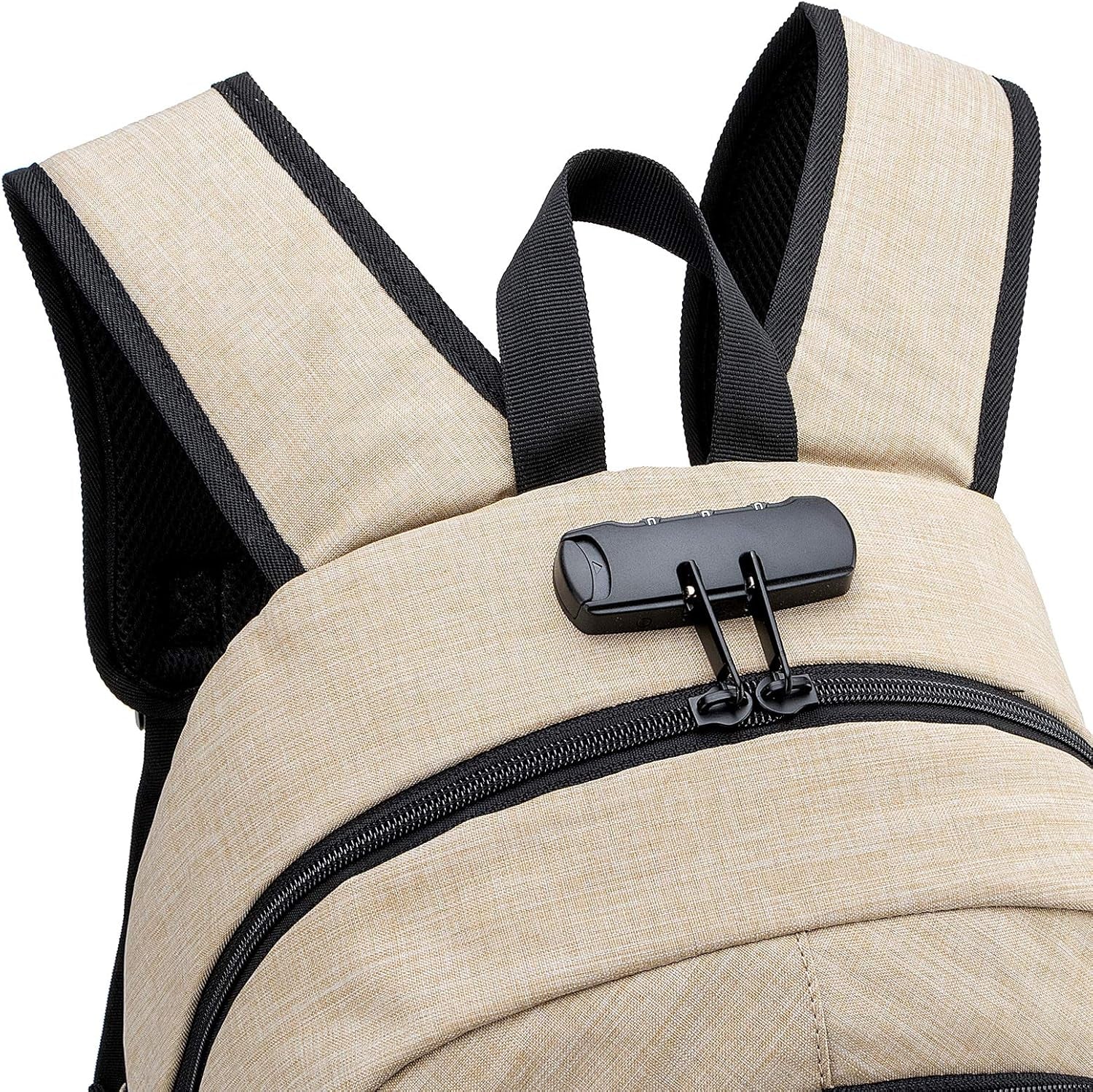 Anti-Theft Slim Laptop Backpack — Water-Resistant Travel Bag with USB Charging, Headphone Port & Lock, Fits 15.6'' Laptops (Gold)