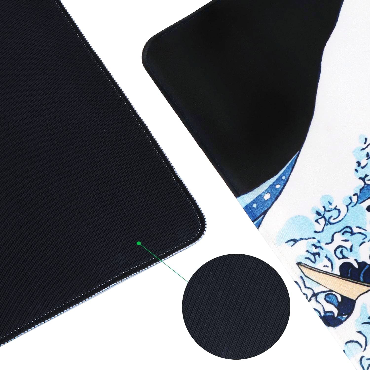 Oversized Japanese Wave Mouse Pad — Smooth, Anti-Slip Desk Mat for Gaming, Work & Home
