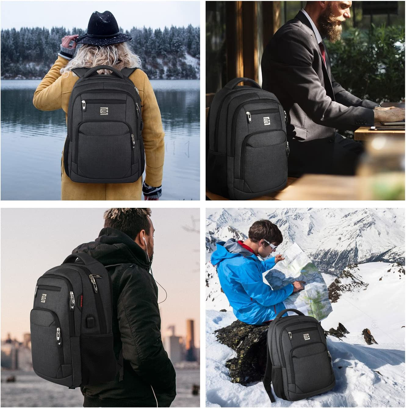 ⚡ Slim Anti-Theft Laptop Backpack — USB Charging, Water-Resistant, Fits 15.6", Travel & College Ready (Black)