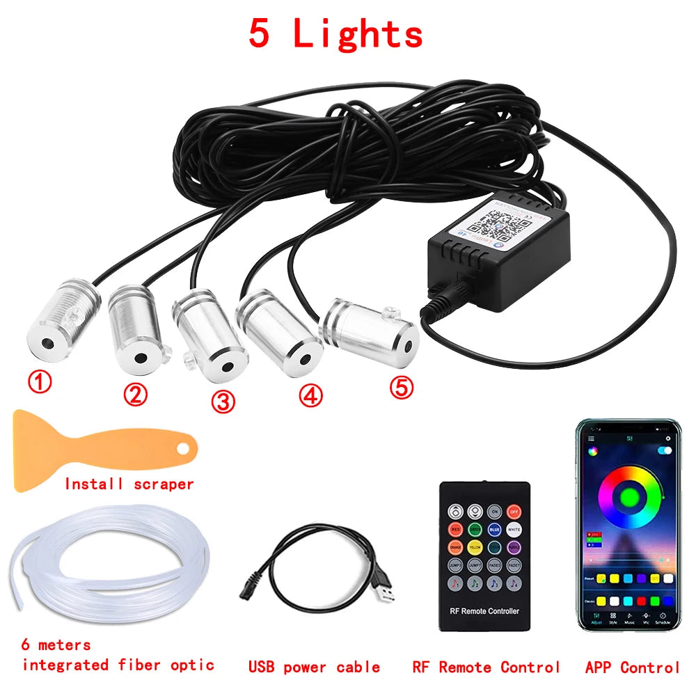 ✅ "RGB Neon Interior Car Lights — Fiber Optic Strip Kit with App & Remote Control for Ultimate Atmosphere"