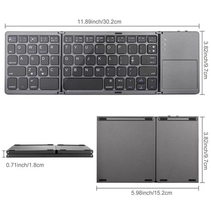 Ultra-Slim Foldable Bluetooth Keyboard — Built-In Touchpad, Rechargeable, Perfect for Tablets & Laptops