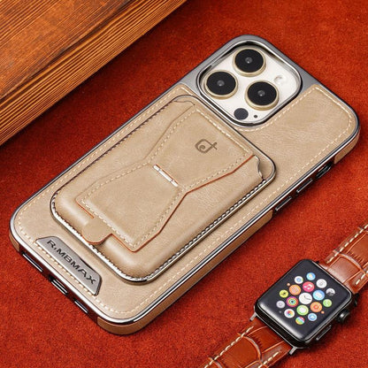 Slim Leather Magnetic Card Holder — Elegant 2-Card Business Wallet for iPhone 15/14/13/12 Pro Series