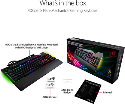 ROG Strix Flare — RGB Mechanical Gaming Keyboard with Cherry MX Brown Switches, Aura Sync, Customizable Badge & USB Pass-Through
