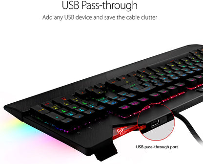ROG Strix Flare — RGB Mechanical Gaming Keyboard with Cherry MX Brown Switches, Aura Sync, Customizable Badge & USB Pass-Through