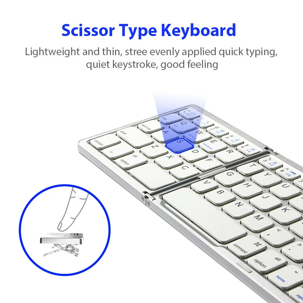 Ultra-Slim Foldable Bluetooth Keyboard — Built-In Touchpad, Rechargeable, Perfect for Tablets & Laptops
