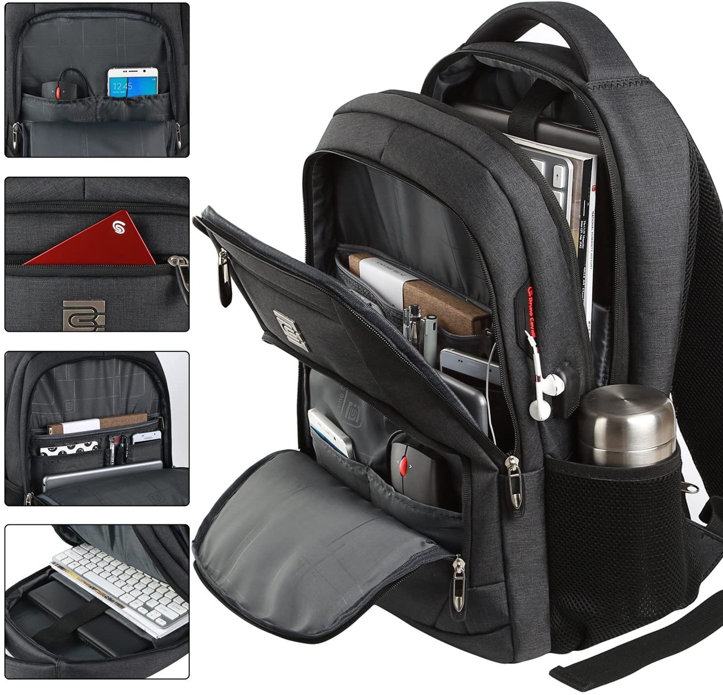 ⚡ Slim Anti-Theft Laptop Backpack — USB Charging, Water-Resistant, Fits 15.6", Travel & College Ready (Black)