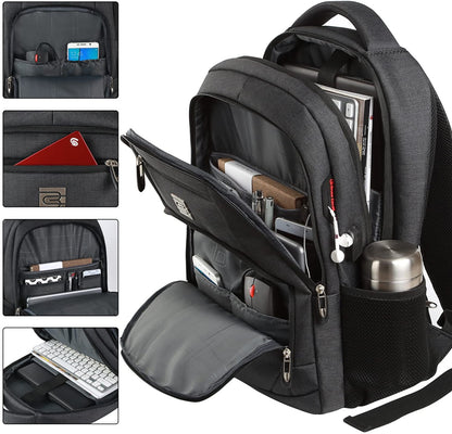 ⚡ Slim Anti-Theft Laptop Backpack — USB Charging, Water-Resistant, Fits 15.6", Travel & College Ready (Black)