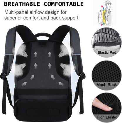 ⚡ Slim Anti-Theft Laptop Backpack — USB Charging, Water-Resistant, Fits 15.6", Travel & College Ready (Black)
