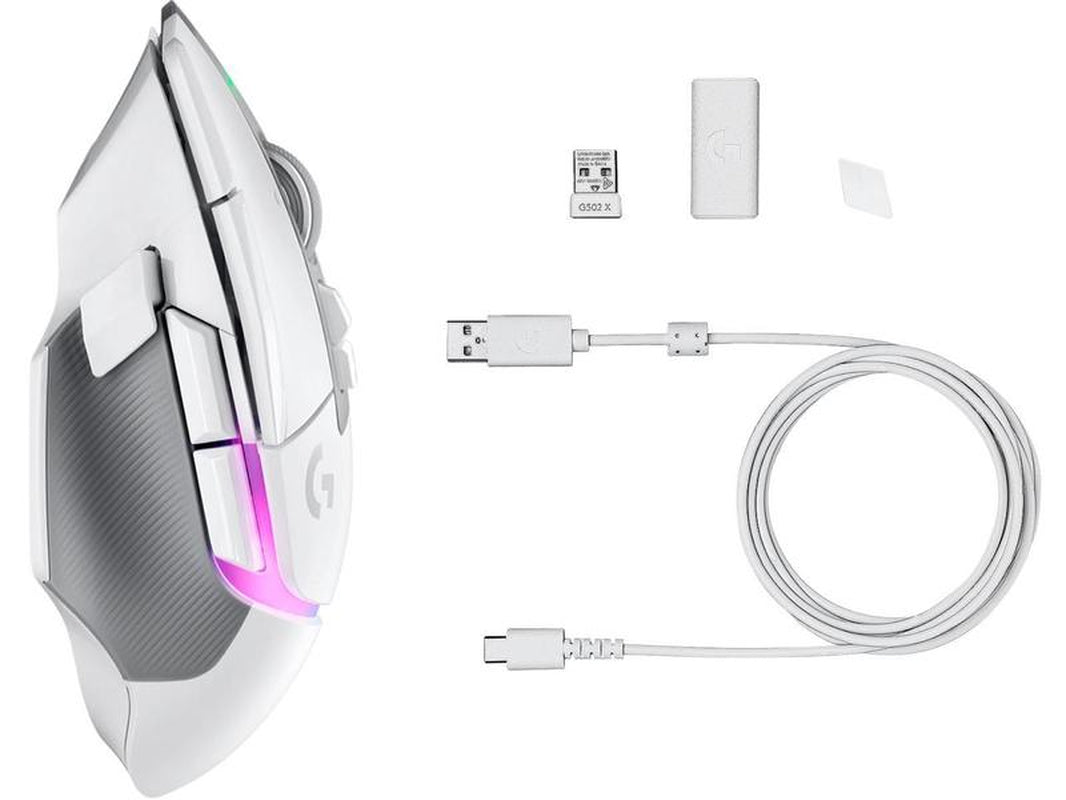 Logitech G502 X LIGHTSPEED Wireless — Ultra-Fast Gaming Mouse with Hybrid Optical-Mechanical Switches & HERO 25K Sensor (White)