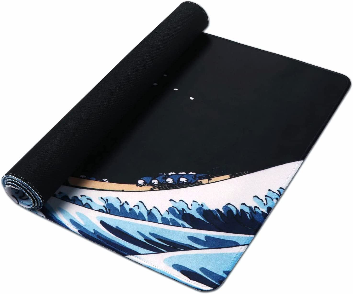 Oversized Japanese Wave Mouse Pad — Smooth, Anti-Slip Desk Mat for Gaming, Work & Home
