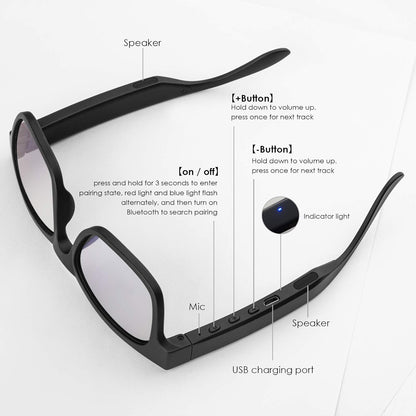 Wireless Smart Audio Glasses — Bluetooth Polarized Sunglasses, Waterproof IPX4