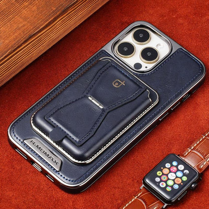 Slim Leather Magnetic Card Holder — Elegant 2-Card Business Wallet for iPhone 15/14/13/12 Pro Series